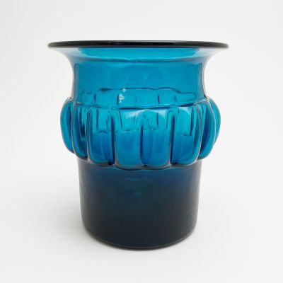 Vintage blue vase by Bertil Vallien for Boda Åfors_0