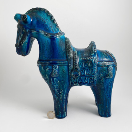 Large Rimini Blue horse by Aldo Londi for Bitossi