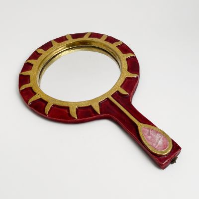 Red and gold "Graal" Mithé Espelt french ceramic mirror_0