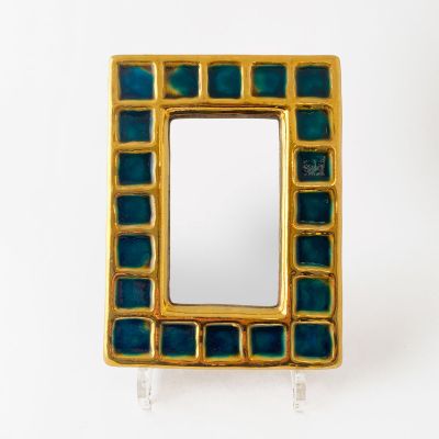 Small ceramic mirror by Francois Lembo, France_0