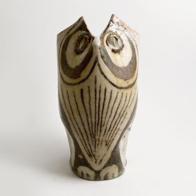 Vintage ceramic vase designed as an owl_0