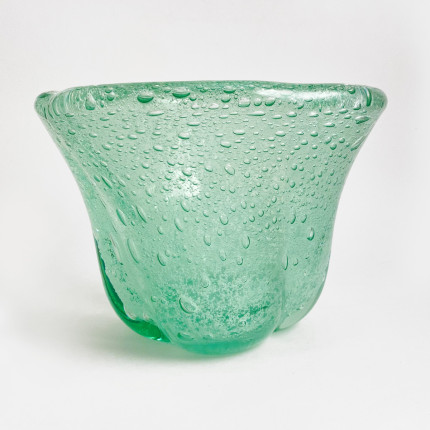 Art Deco green Daum vase with blown-in air bubbles