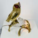 French owl brass and agate lamp by Henri Fernandez, circa 1970_4