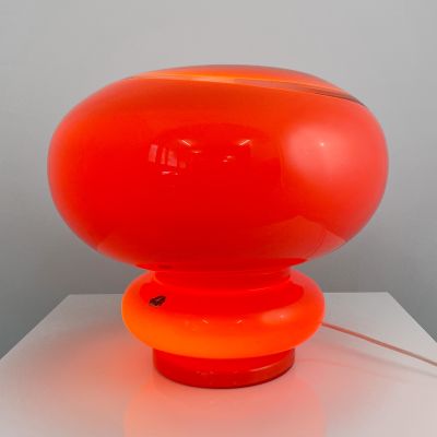 Italian mushroom designer red / orange murano glas lamp_0