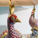 Pair of ceramic lamp pheasant Capodimonte SPR Italy_1