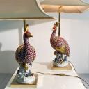 Pair of ceramic lamp pheasant Capodimonte SPR Italy_5