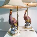Pair of ceramic lamp pheasant Capodimonte SPR Italy_6