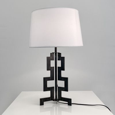 Vintage black iron brutalist lamp_0