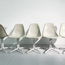 Five vintage fiberglass chairs design Charles Eames with Lafonda bases_1