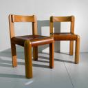 6 brutalist wood and leather chairs_4