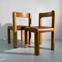 6 brutalist wood and leather chairs_3