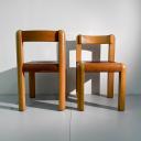 6 brutalist wood and leather chairs_1