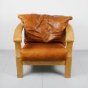 Brutalist easy chair leather and wood_4