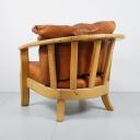 Brutalist easy chair leather and wood_5