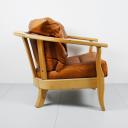 Brutalist easy chair leather and wood_2