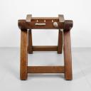French brutalist wooden and rope stool, circa 1970_5