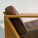 Large wood and leather brutalist easy chair_6