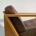Large wood and leather brutalist easy chair_6