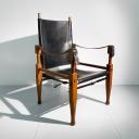 Safari chair design by W. Kienzle, black leather and wood_2
