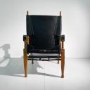 Safari chair design by W. Kienzle, black leather and wood_1