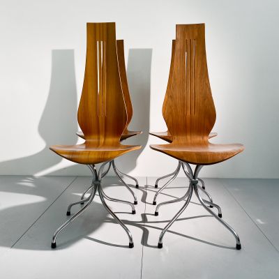 Suite of 5 Lyra dining chairs by Théo Haeberli_0