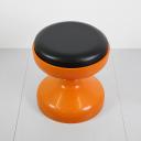 Vintage plastic orange stool Rochetto by Castiglioni for Kartell_3