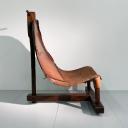 Vintage spanish brutalist shepherd wood and leather chair_8