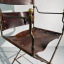 Wrought iron and leather French chair Maison Jansen_5