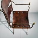Wrought iron and leather French chair Maison Jansen_7