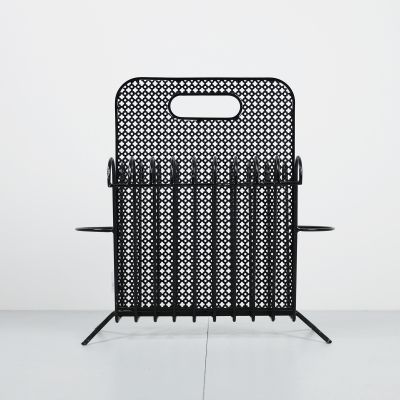 Black metal magazine rack by Mathieu Mategot_0