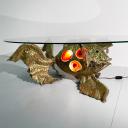 Brutalist Henri Fernandez fish table lamp, brass and agate_2