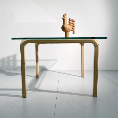 Glass and wood low table Y Alvar Aalto Artek_0