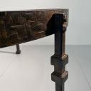 Vintage brutalist low table wrought iron_1