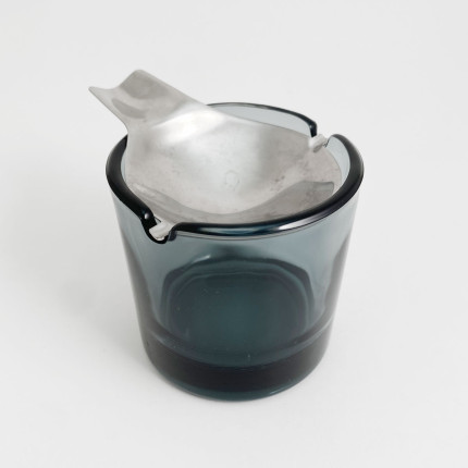 Glas and metal ashtray by Wilhelm Wagenfeld for WMF, Germany