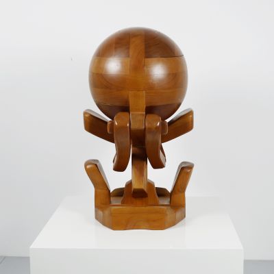 Large vintage wooden sculpture by swiss artist André Condé_0