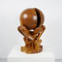 Large vintage wooden sculpture by swiss artist André Condé_1