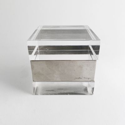 Metal and lucite box by Gabriella Crespi 70s, Italy_0