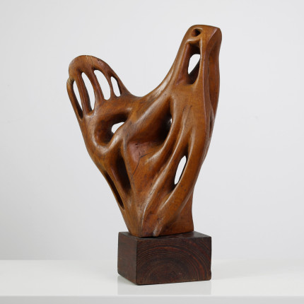 Large vintage wood bird abstract sculpture scandinavian